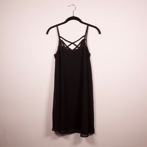 Forever 21 Black Beaded Chiffon Swing Dress